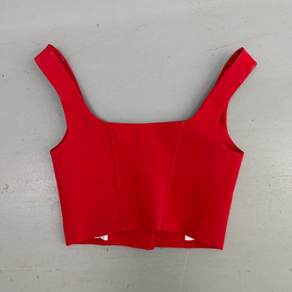 Zara Bright Red Jeweled-Button Cropped Tank - Picture 3 of 3